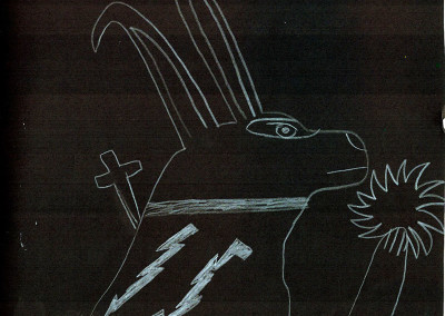Egyptian Dog (white pencil on black paper)