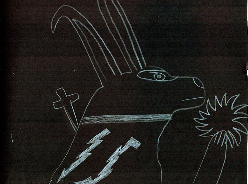 Egyptian Dog (white pencil on black paper)