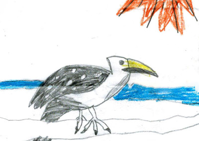 Bird over world (drawing)