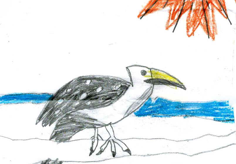 Bird over world (drawing)