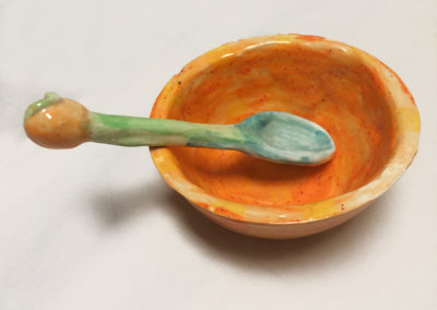 Orange Bowl with Spoon – clay